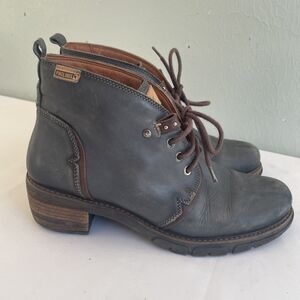 Pikolinos San Sebastia Sz 40, US 9-9.5 Ankle Boots Lead Gray Leather steampunk